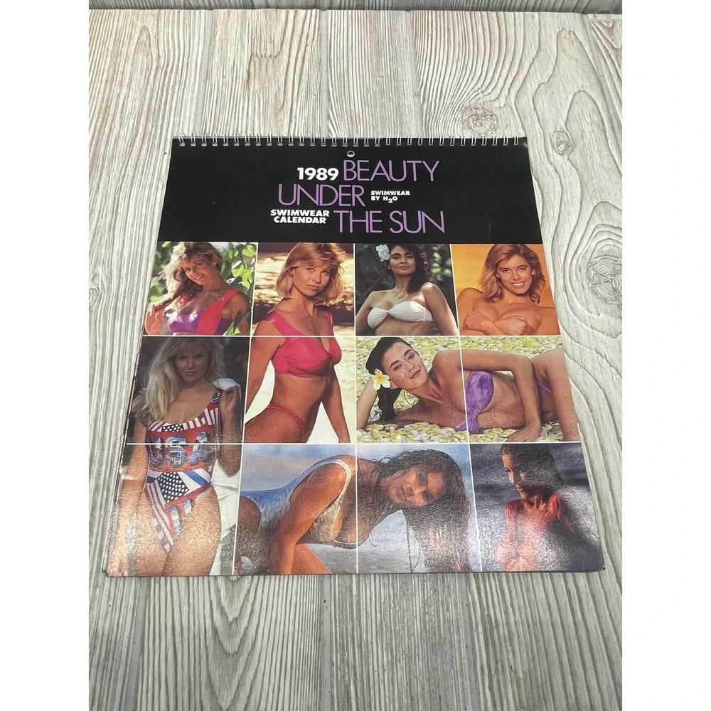 Vintage 1989 Beauty Under The Sun Swimwear Calendar H2O Retro 80s Fashion Models
